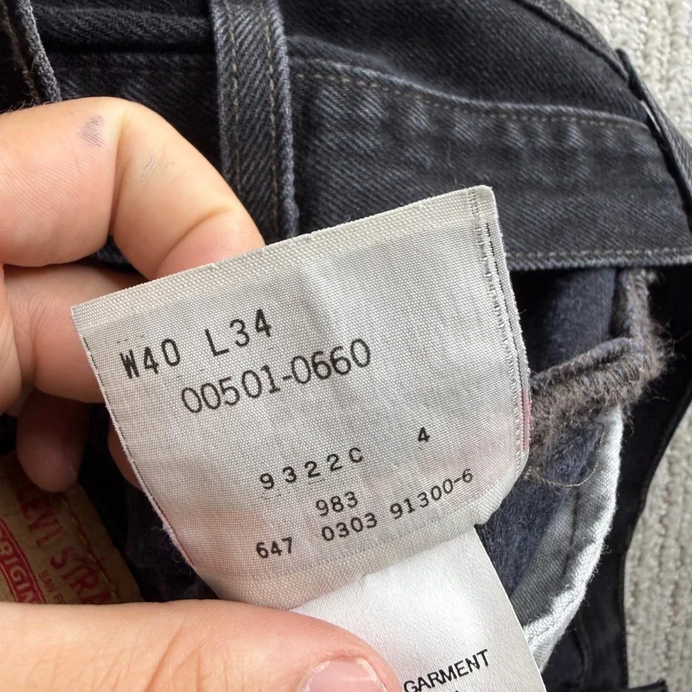 VTG Levis 501 XX Original Straight Leg Black Jeans Mens Size 40x34 (fits 38x33)